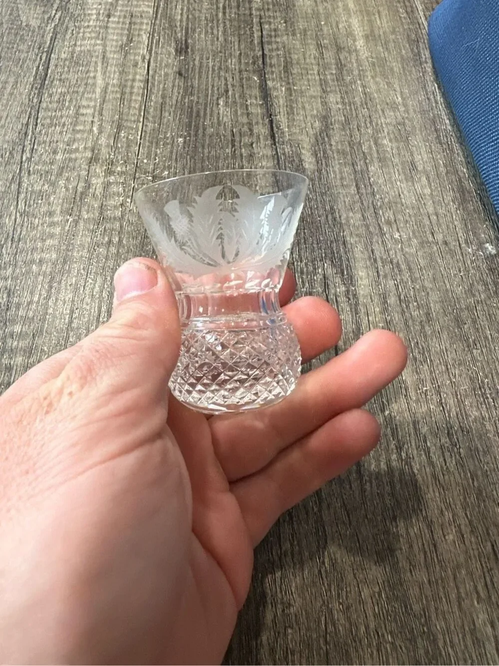 Edinburgh Crystal Thistle Shot Glass Etched Thistle Cut Shot Glass Small